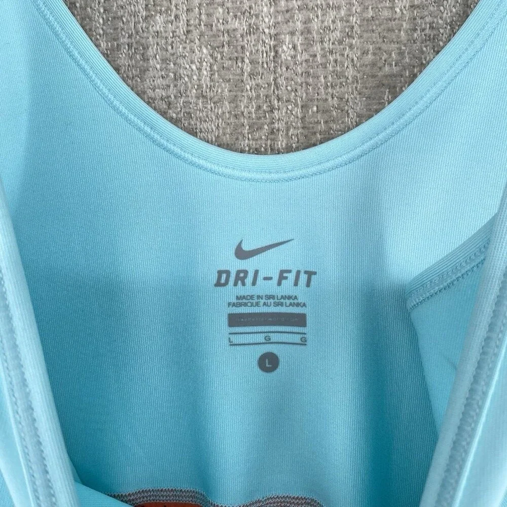 Nike Dri-FIT Colorblock Tank Top Women Large Blue Orange Mesh Back Activewear